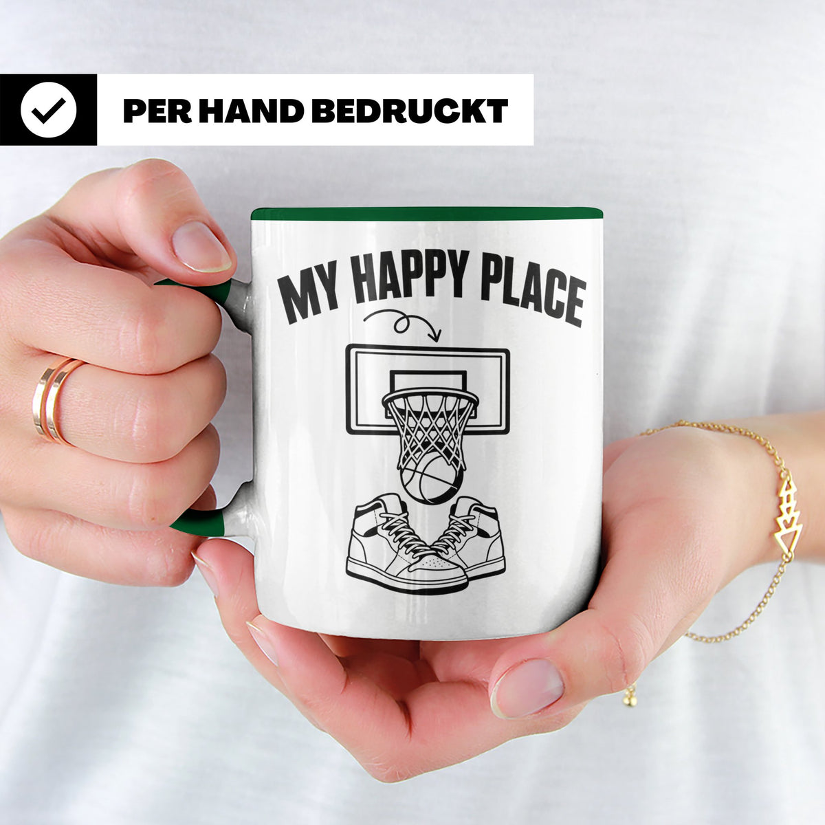 Basketball Tasse My Happy Place Kaffeetasse für Basketballsp – Grün [farbe:grün]