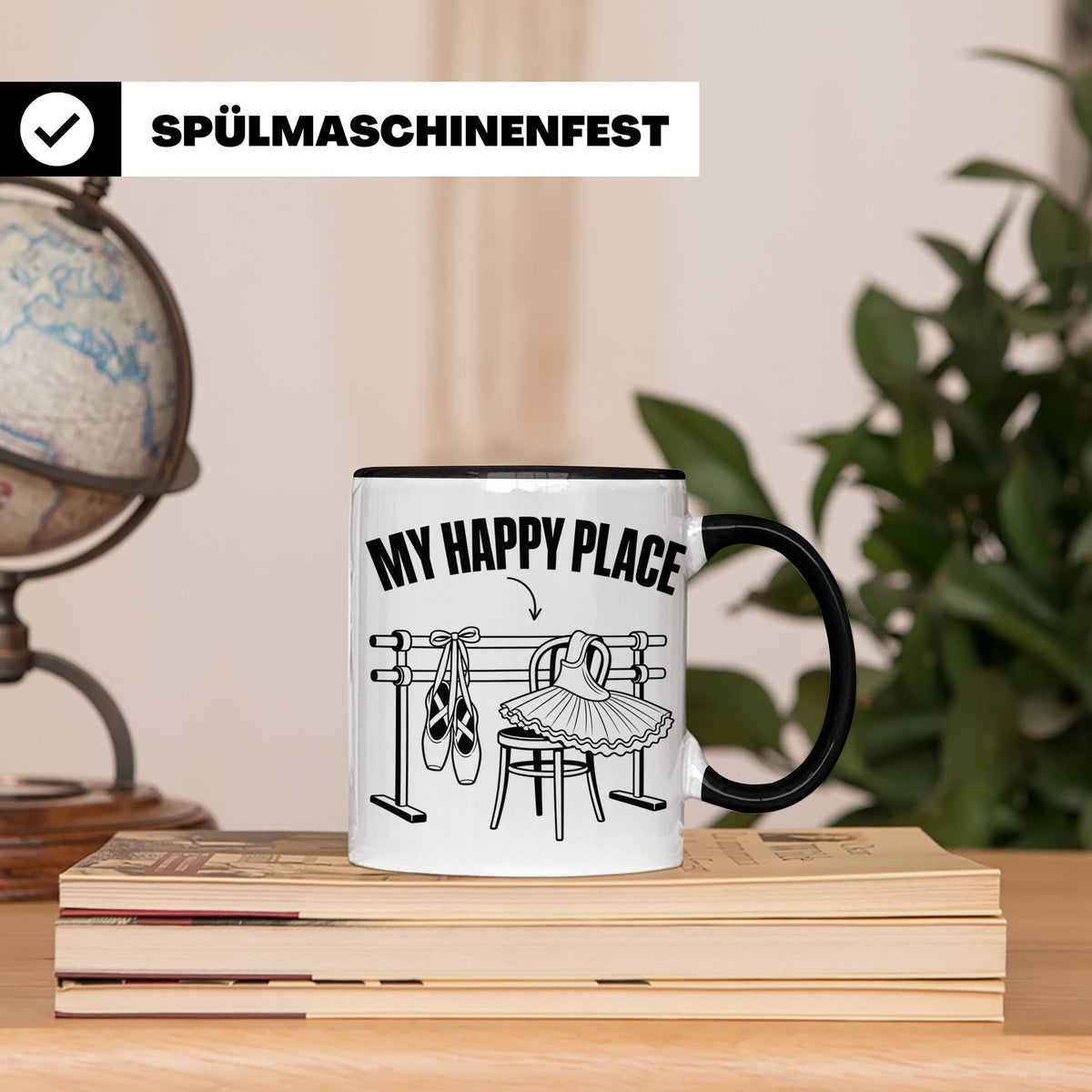 Ballett Tasse My Happy Place Spruch für Tänzerin & Tänzer Ge – Schwarz [farbe:schwarz]