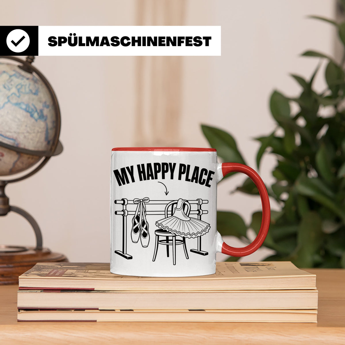 Ballett Tasse My Happy Place Spruch für Tänzerin & Tänzer Ge – Rot [farbe:rot]