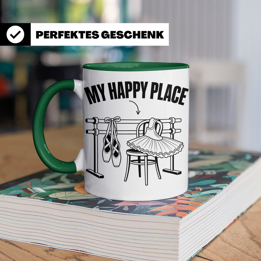 Ballett Tasse My Happy Place Spruch für Tänzerin & Tänzer Ge – Grün [farbe:grün]