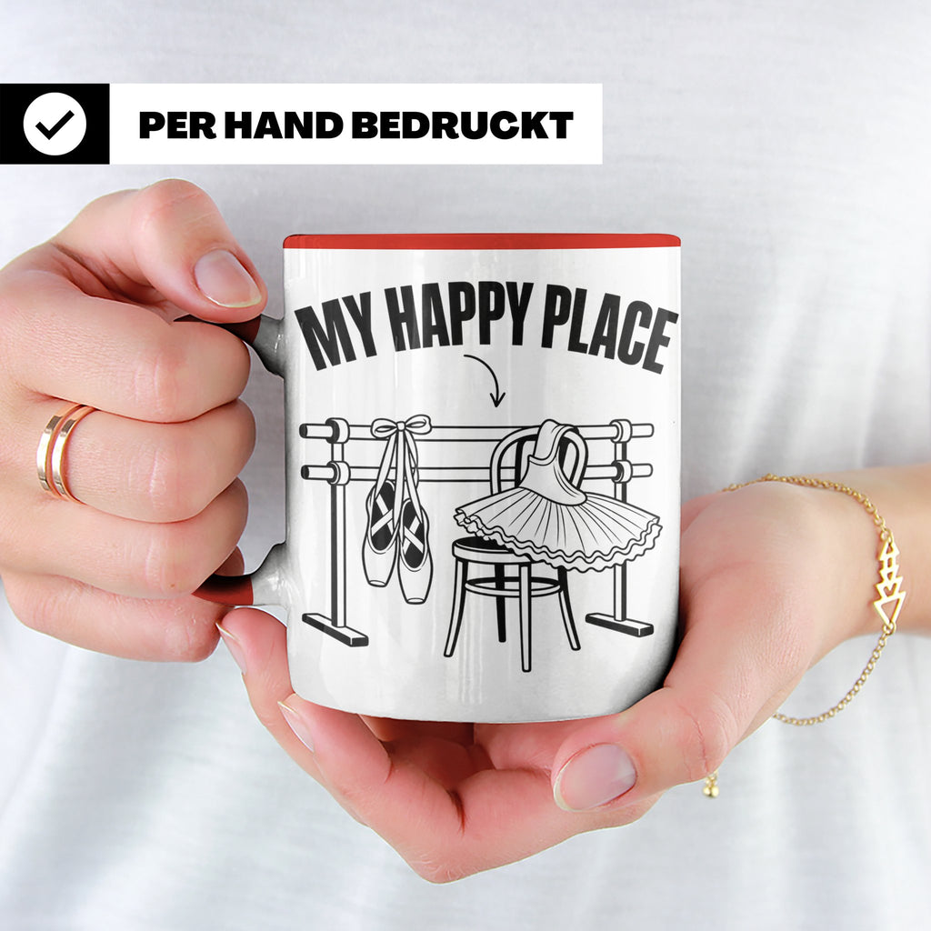 Ballett Tasse My Happy Place Spruch für Tänzerin & Tänzer Ge – Rot [farbe:rot]