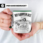 Holzarbeiten Tasse My Happy Place, lustiger Werkstatt Spruch – Grün [farbe:grün]