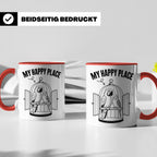 Papagei Tasse My Happy Place Vogelkäfig Spruch Geschenk für  – Rot [farbe:rot]