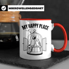 Papagei Tasse My Happy Place Vogelkäfig Spruch Geschenk für  – Rot [farbe:rot]