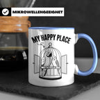 Papagei Tasse My Happy Place Vogelkäfig Spruch Geschenk für  – Blau [farbe:blau]