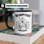 Papagei Tasse My Happy Place Vogelkäfig Spruch Geschenk für  – Schwarz [farbe:schwarz]