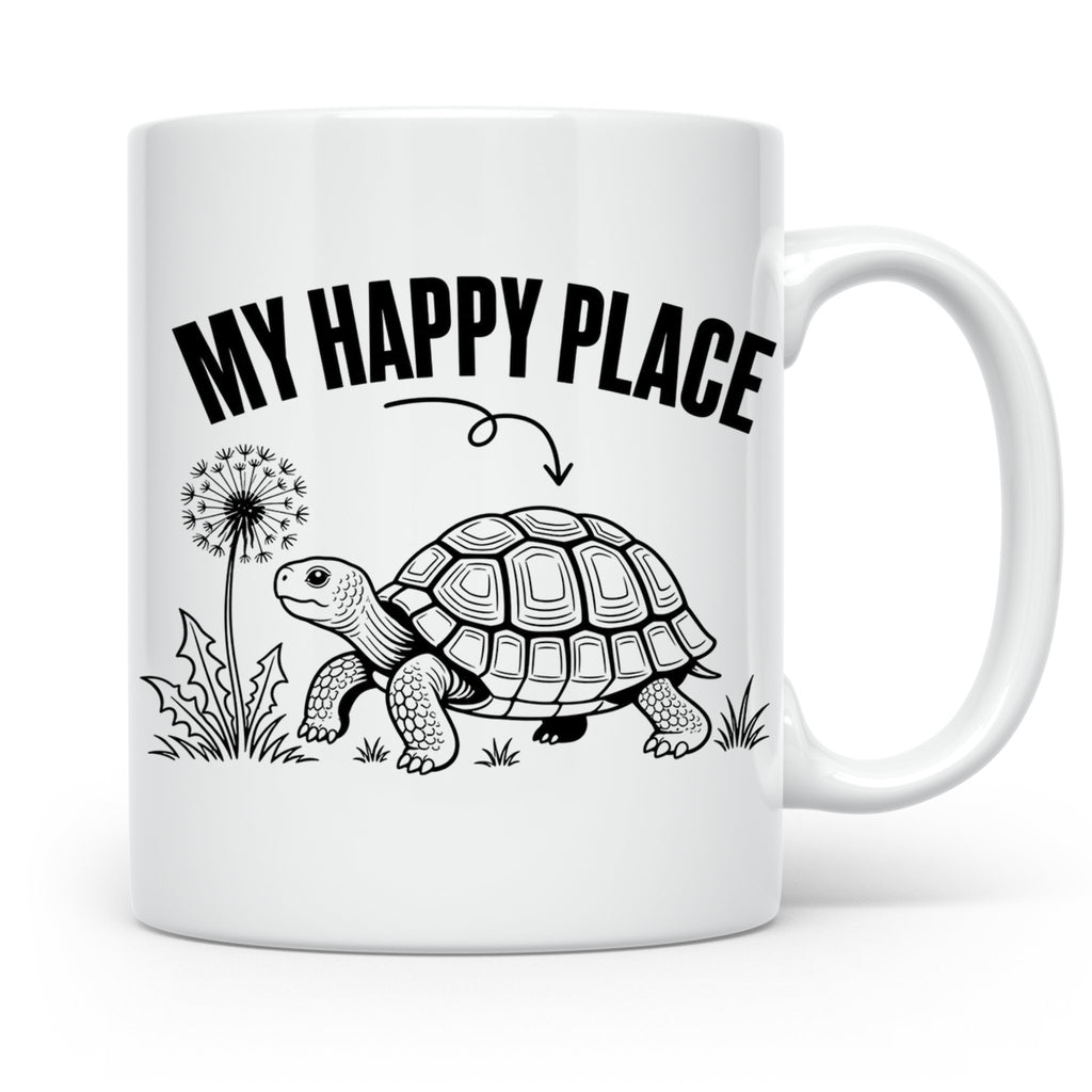 Schildkröte Tasse My Happy Place Spruch für Landschildkröten – Weiß [farbe:weiß]