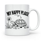 Schildkröte Tasse My Happy Place Spruch für Landschildkröten – Weiß [farbe:weiß]