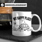 Schildkröte Tasse My Happy Place Spruch für Landschildkröten – Weiß [farbe:weiß]
