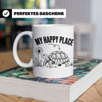 Schildkröte Tasse My Happy Place Spruch für Landschildkröten – Weiß [farbe:weiß]