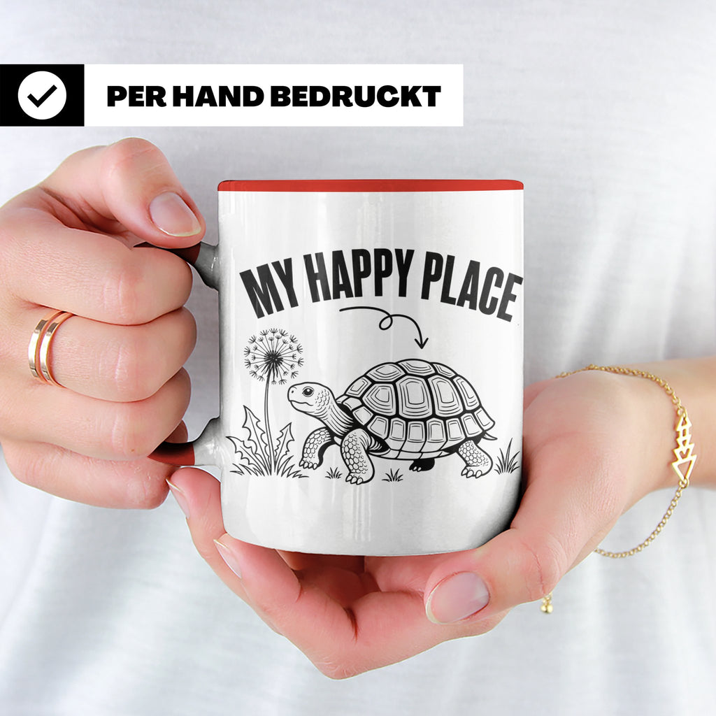 Schildkröte Tasse My Happy Place Spruch für Landschildkröten – Rot [farbe:rot]