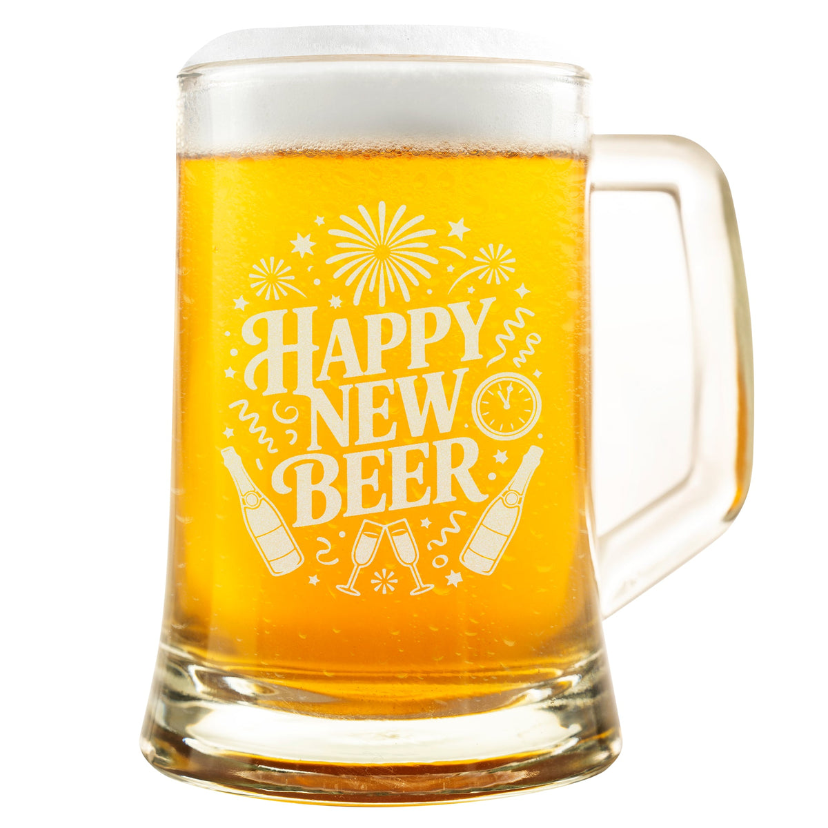 Happy New Beer Bierkrug Geschenkidee Bierliebhaber Lustiger Spruch Zum Neujahr, Silvester Spruch