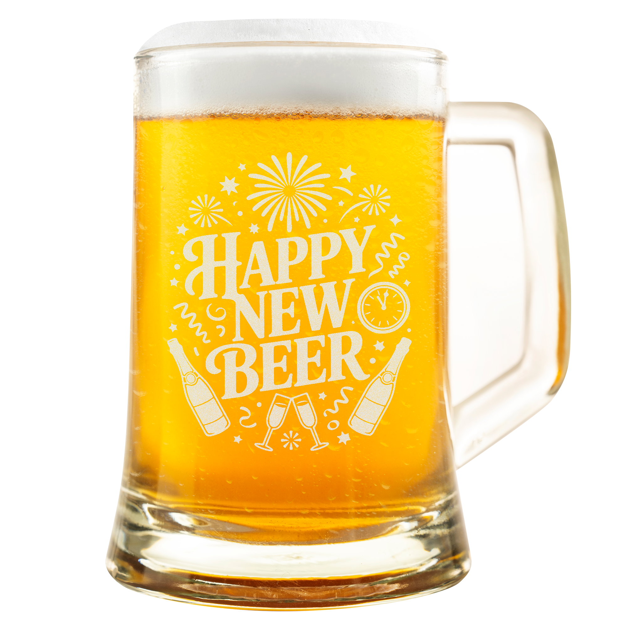 Happy New Beer Bierkrug Geschenkidee Bierliebhaber Lustiger Spruch Zum Neujahr, Silvester Spruch