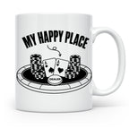 Poker Tasse My Happy Place, lustiges Geschenk für Pokerspiel – Weiß [farbe:weiß]