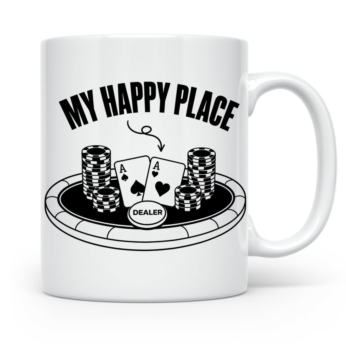 Poker Tasse My Happy Place, lustiges Geschenk für Pokerspiel – Weiß [farbe:weiß]