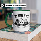 Poker Tasse My Happy Place, lustiges Geschenk für Pokerspiel – Grün [farbe:grün]