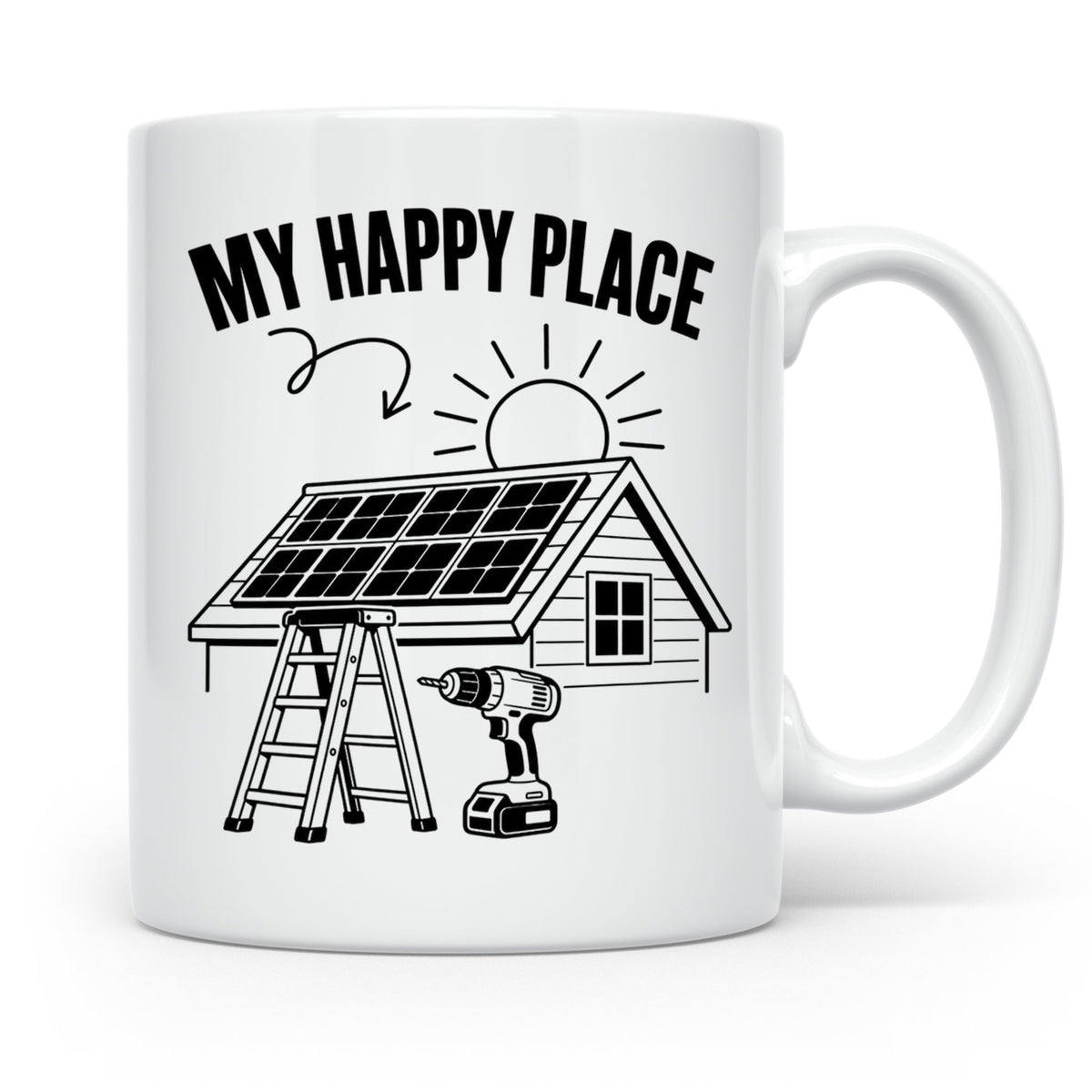 Solaranlage Tasse My Happy Place Spruch Photovoltaik DIY Han – Weiß [farbe:weiß]