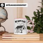 Solaranlage Tasse My Happy Place Spruch Photovoltaik DIY Han – Rosa [farbe:rosa]
