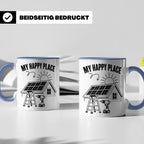 Solaranlage Tasse My Happy Place Spruch Photovoltaik DIY Han – Blau [farbe:blau]