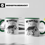 Solaranlage Tasse My Happy Place Spruch Photovoltaik DIY Han – Grün [farbe:grün]
