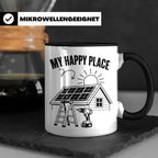 Solaranlage Tasse My Happy Place Spruch Photovoltaik DIY Han – Schwarz [farbe:schwarz]