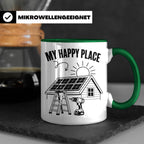 Solaranlage Tasse My Happy Place Spruch Photovoltaik DIY Han – Grün [farbe:grün]