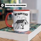 Solaranlage Tasse My Happy Place Spruch Photovoltaik DIY Han – Rot [farbe:rot]