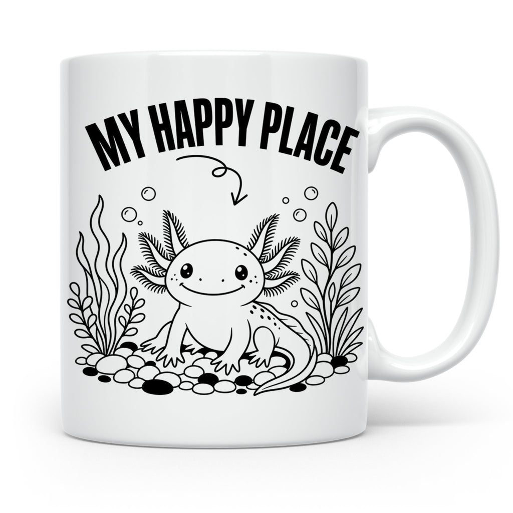 Axolotl Tasse My Happy Place Lustiger Spruch für Lurch & Amp – Weiß [farbe:weiß]