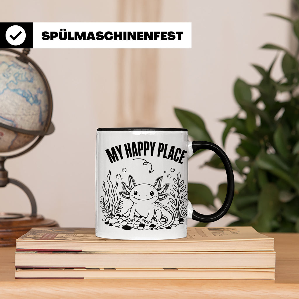 Axolotl Tasse My Happy Place Lustiger Spruch für Lurch & Amp – Schwarz [farbe:schwarz]