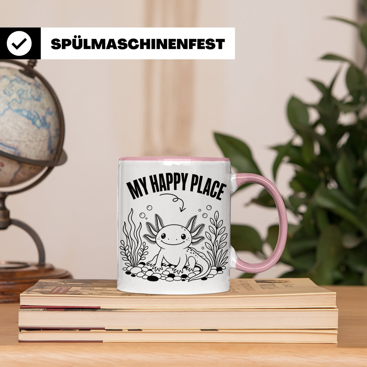 Axolotl Tasse My Happy Place Lustiger Spruch für Lurch & Amp – Rosa [farbe:rosa]