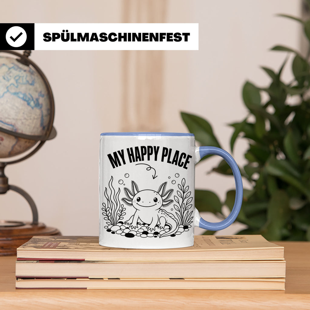 Axolotl Tasse My Happy Place Lustiger Spruch für Lurch & Amp – Blau [farbe:blau]