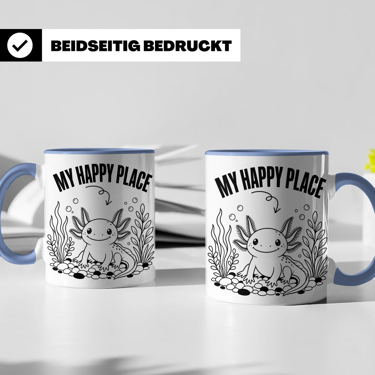 Axolotl Tasse My Happy Place Lustiger Spruch für Lurch & Amp – Blau [farbe:blau]