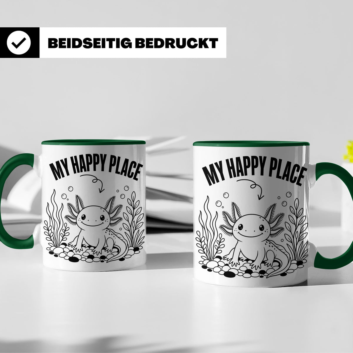 Axolotl Tasse My Happy Place Lustiger Spruch für Lurch & Amp – Grün [farbe:grün]