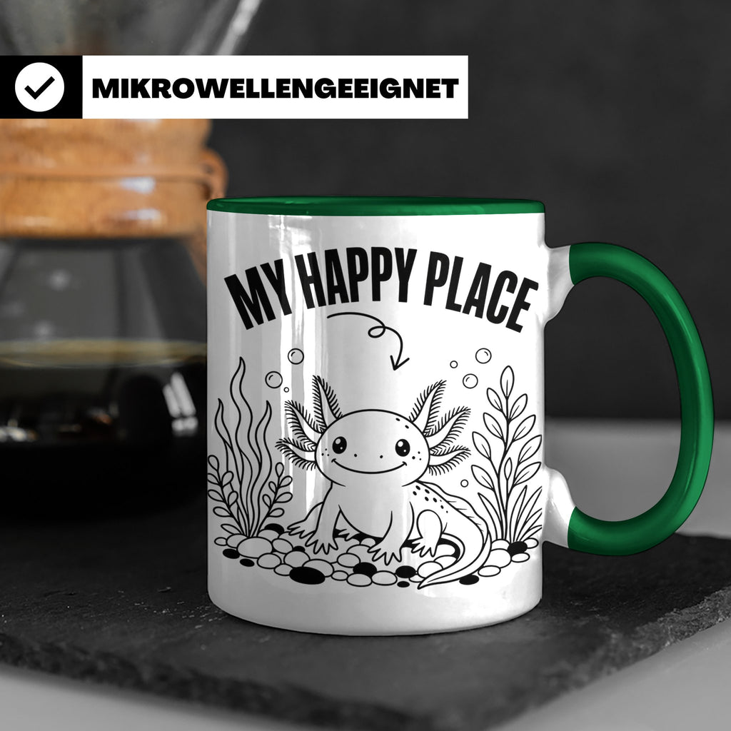 Axolotl Tasse My Happy Place Lustiger Spruch für Lurch & Amp – Grün [farbe:grün]