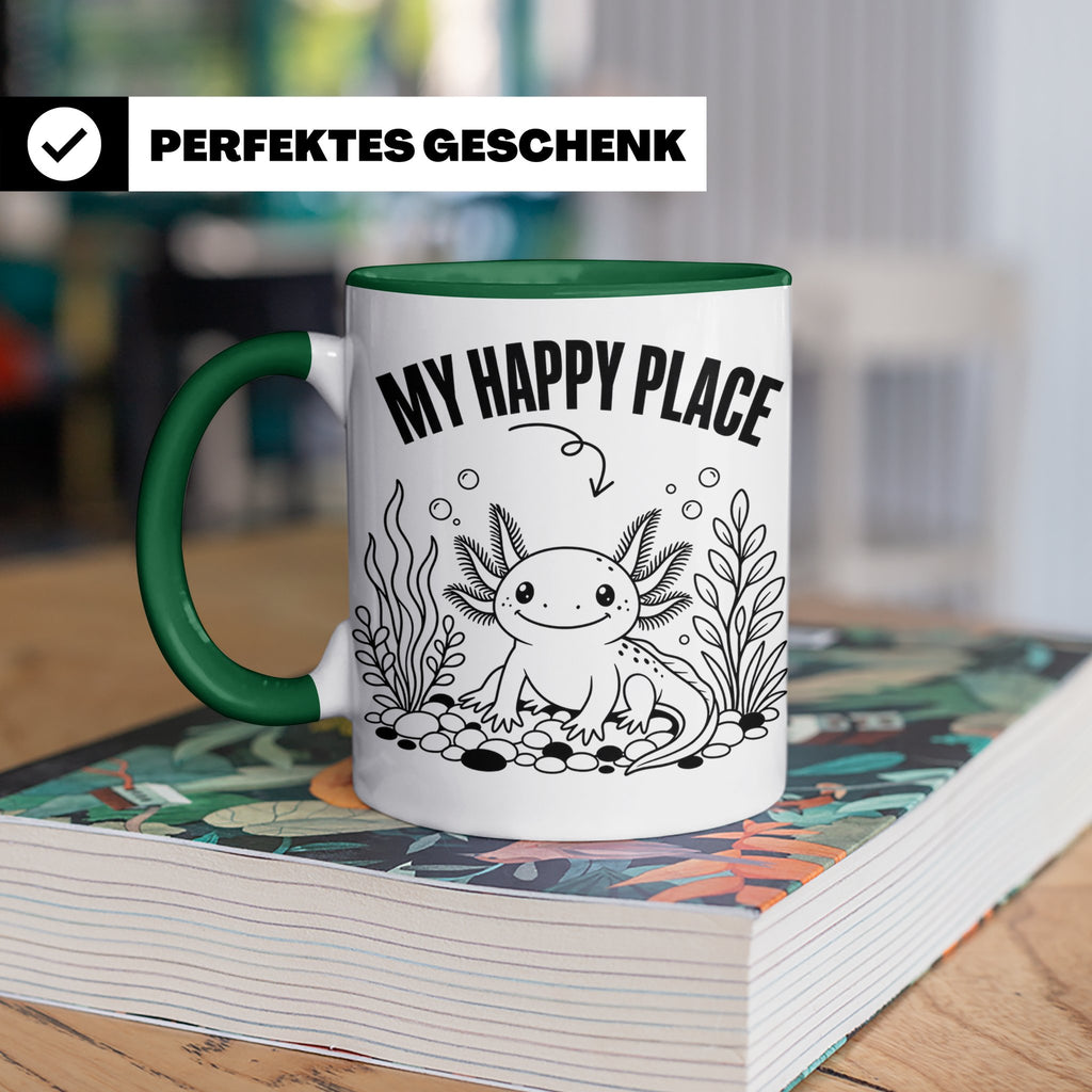 Axolotl Tasse My Happy Place Lustiger Spruch für Lurch & Amp – Grün [farbe:grün]
