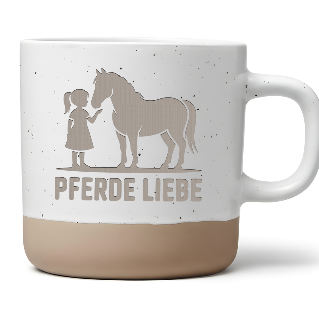 Pferdeliebe Tasse mit Mädchen & Pferd Motiv Kaffeetasse Geschenk für Reiterin Reitermädchen Becher Pferdesport Zubehör Stallbecher Personalisiert