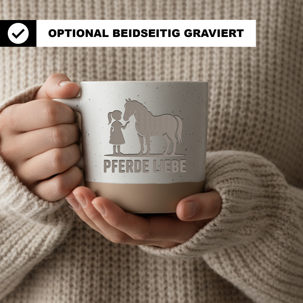 Pferdeliebe Tasse mit Mädchen & Pferd Motiv Kaffeetasse Geschenk für Reiterin Reitermädchen Becher Pferdesport Zubehör Stallbecher Personalisiert