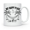My Happy Place Tasse mit Palmen & Hängematte, Strand Motiv f – Weiß [farbe:weiß]