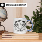 My Happy Place Tasse mit Palmen & Hängematte, Strand Motiv f – Blau [farbe:blau]