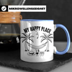 My Happy Place Tasse mit Palmen & Hängematte, Strand Motiv f – Blau [farbe:blau]