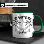 My Happy Place Tasse mit Palmen & Hängematte, Strand Motiv f – Grün [farbe:grün]