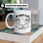 My Happy Place Tasse mit Palmen & Hängematte, Strand Motiv f – Weiß [farbe:weiß]