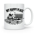 Rasenmäher Tasse mit Spruch My Happy Place Geschenk für Gärt – Weiß [farbe:weiß]