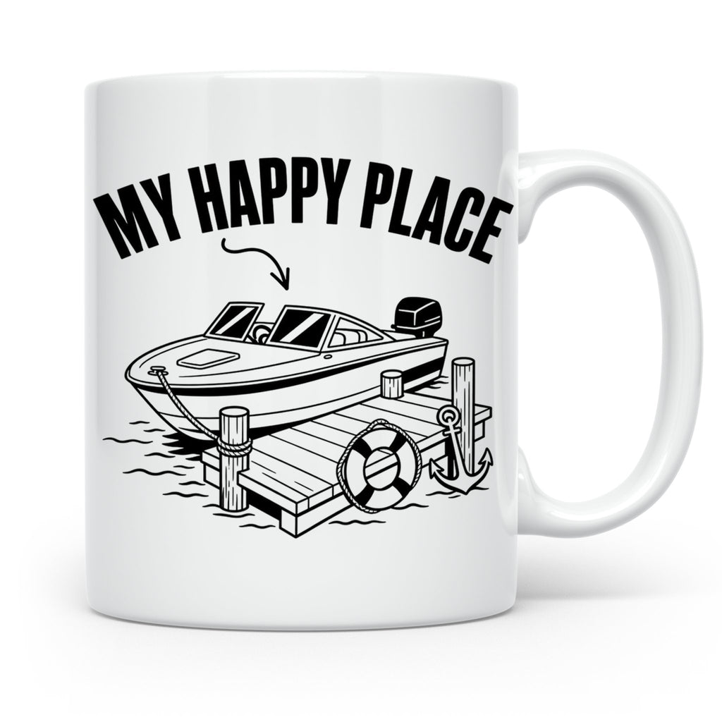 Motorboot Tasse My Happy Place für Skipper & Bootsbesitzer S – Weiß [farbe:weiß]