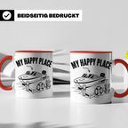Motorboot Tasse My Happy Place für Skipper & Bootsbesitzer S – Rot [farbe:rot]