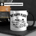 Motorboot Tasse My Happy Place für Skipper & Bootsbesitzer S – Schwarz [farbe:schwarz]