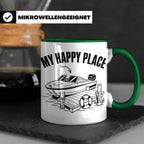 Motorboot Tasse My Happy Place für Skipper & Bootsbesitzer S – Grün [farbe:grün]