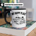 Motorboot Tasse My Happy Place für Skipper & Bootsbesitzer S – Schwarz [farbe:schwarz]