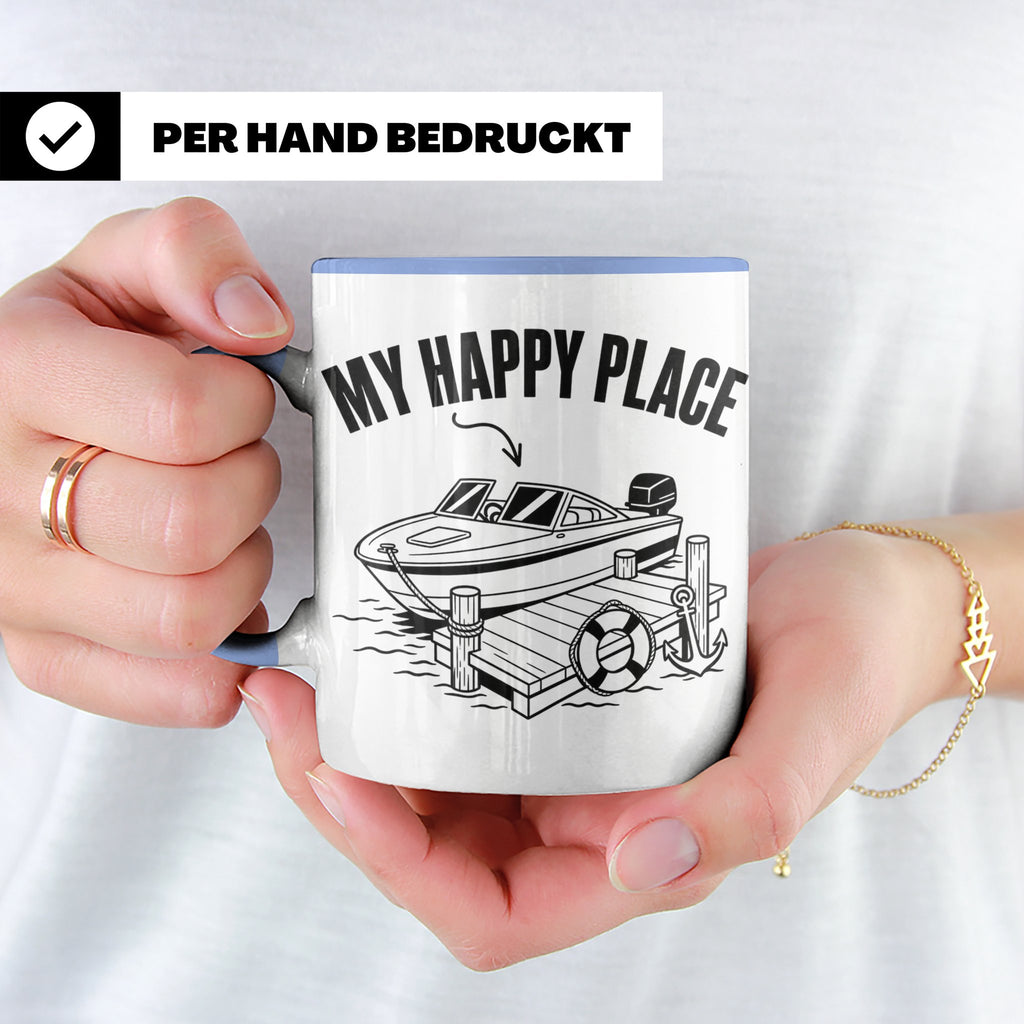Motorboot Tasse My Happy Place für Skipper & Bootsbesitzer S – Blau [farbe:blau]