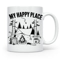 Bushcraft Tasse My Happy Place Spruch Survival Outdoor Campi – Weiß [farbe:weiß]